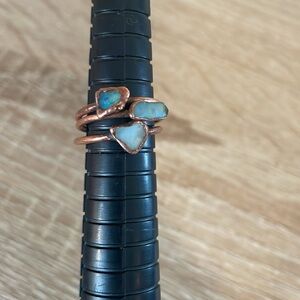 Raw Opal Cooper set of three unique stacking rings